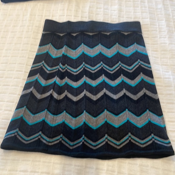 Krimson Klover sweater skirt knit merino wool chevron black gray turquoise S - Picture 2 of 8